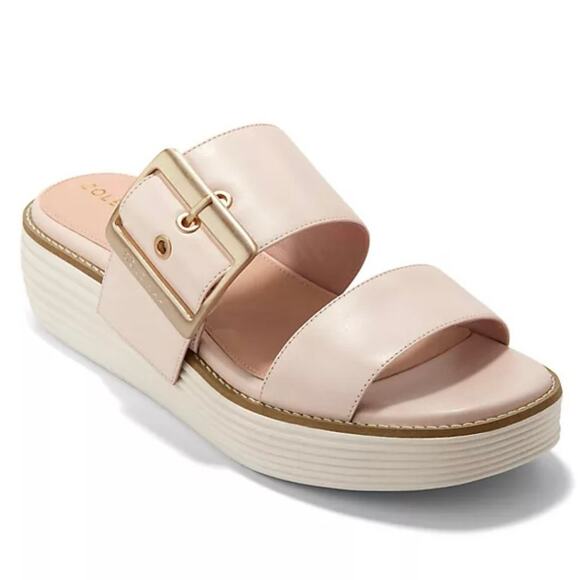 Cole Haan size 8.5 OriginalGrand Leather Platform Slide Sandals Buckle Strap - Picture 1 of 12